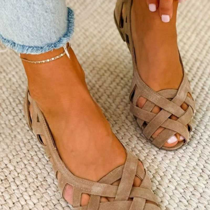 Caterina | Women Woven Leather Summer Sandals For Warm Evenings Or Everyday Wear