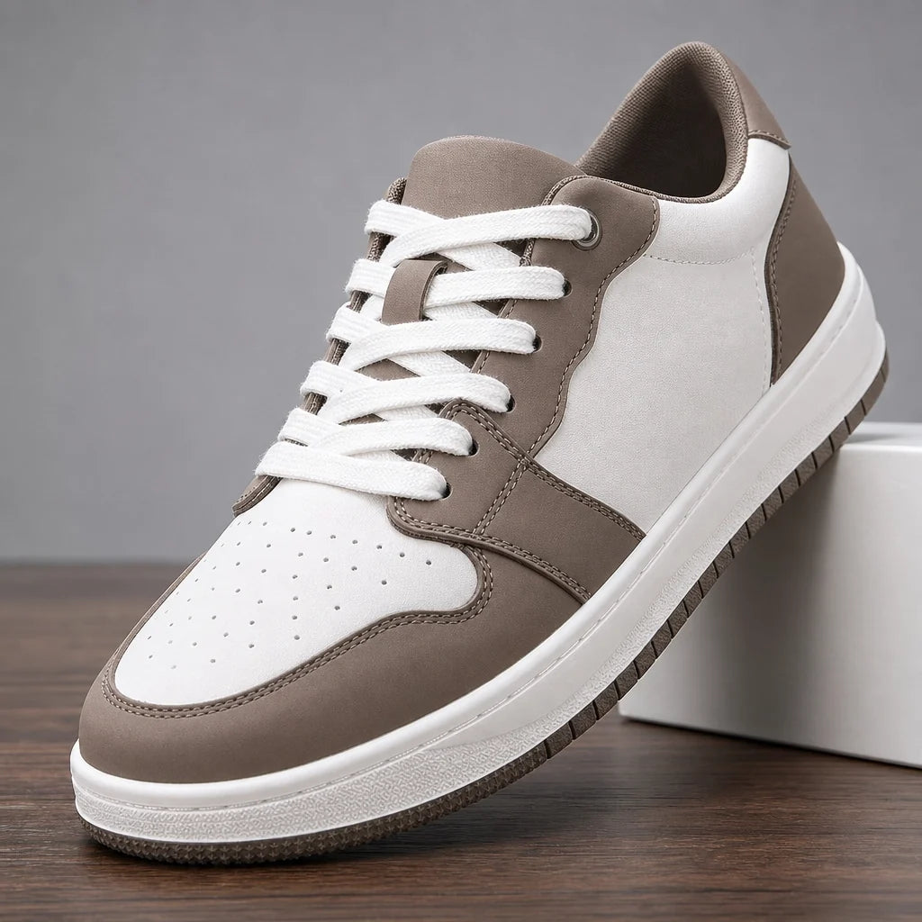 Coffee / White Garrett Leather Low-Top Sneakers 1