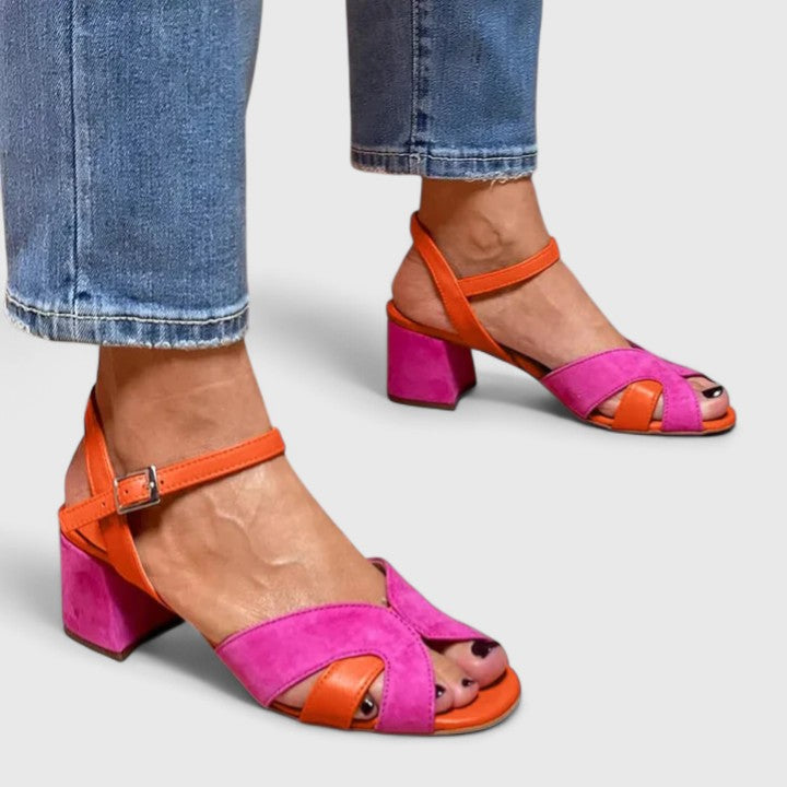 Devynne | Women Pink Wedge Heels With Adjustable Ankle Strap And Cushioned Sole For Summer Occasions