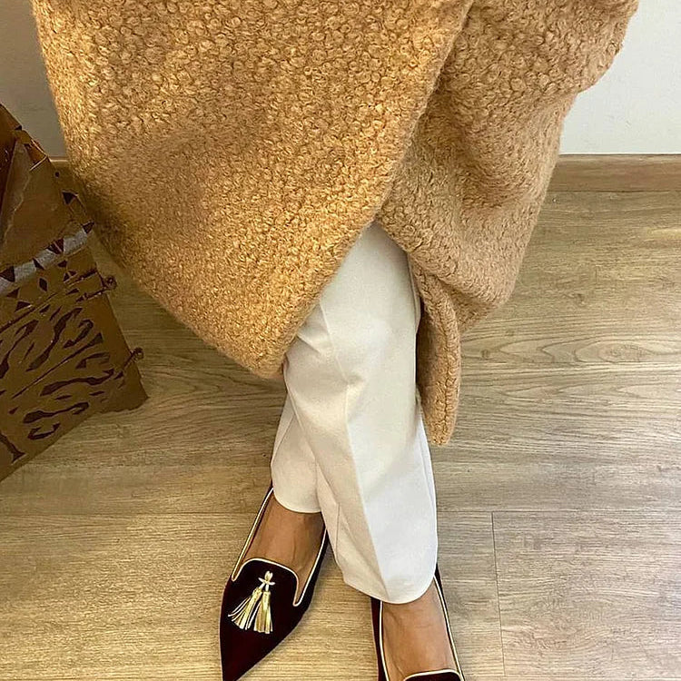 Harriet | Women Pointed Toe Loafers With Front Tassels And Flexible Sole For Office Days Or Everyday Wear
