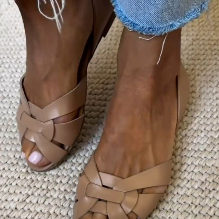 Serafina | Women Woven Leather Sandals For Summer Days Or Golden Hour Evenings