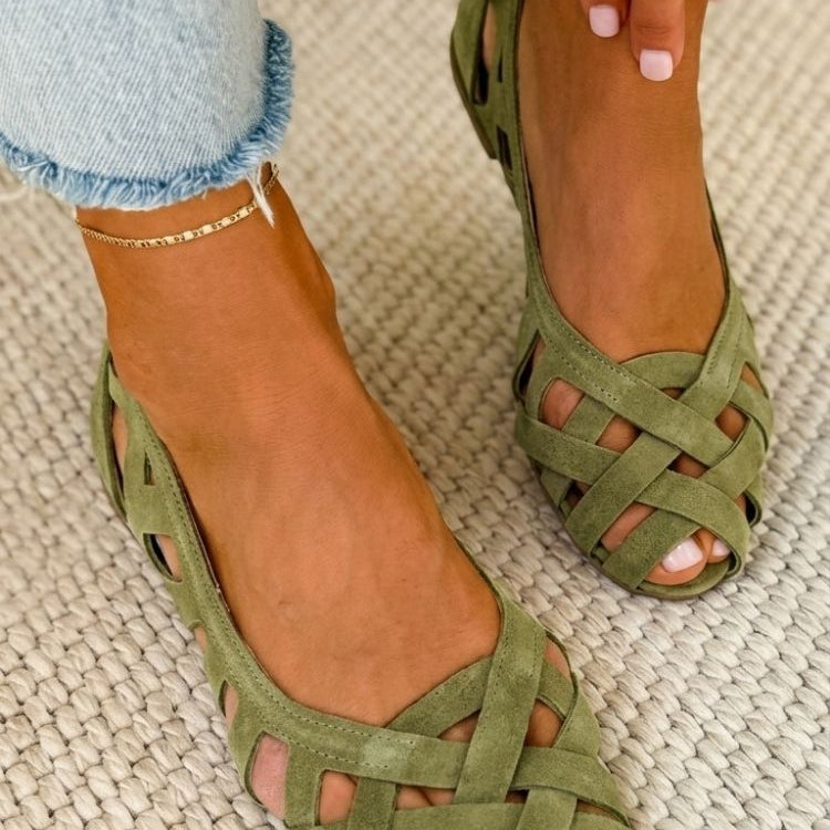 Caterina | Women Woven Leather Summer Sandals For Warm Evenings Or Everyday Wear