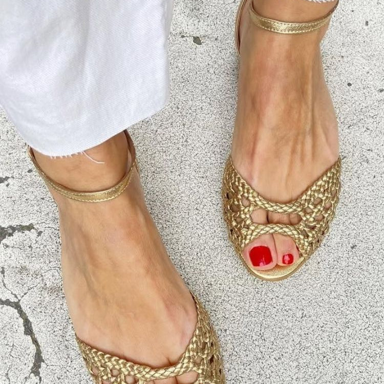Isadora | Women Woven Leather Sandals For Summer Days Or Evening Outings