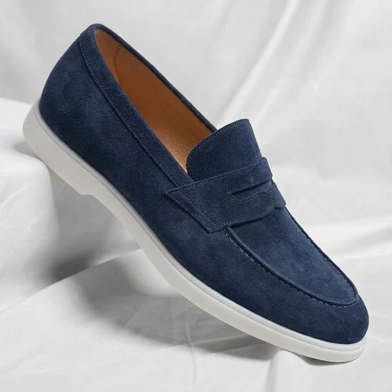 Bancroft | Men Suede Penny Loafers With Classic Strap Cushioned Footbed And Rubber Sole For Daily Rotation