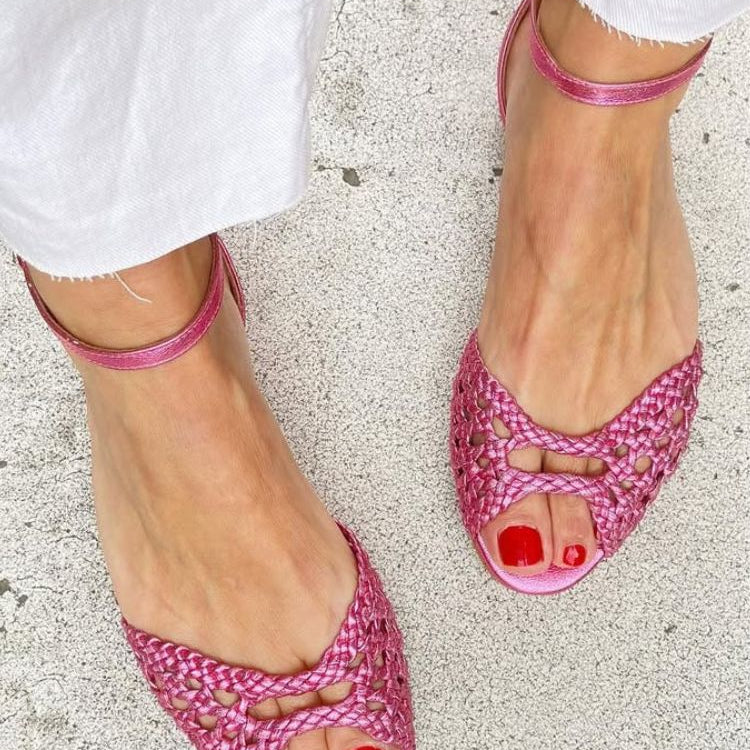 Isadora | Women Woven Leather Sandals For Summer Days Or Evening Outings