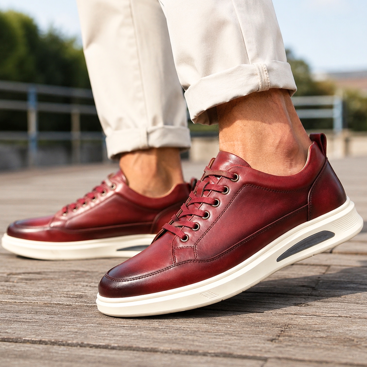 Selwyn | Men Full Grain Leather Trainers With Cushioned Footbed And Grip Sole For Smart Or Casual Wear