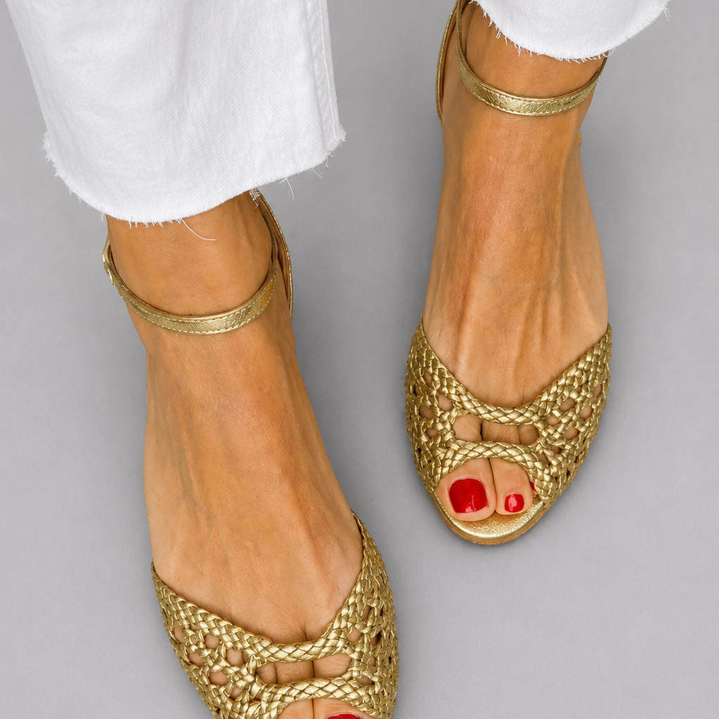 Isadora | Women Woven Leather Sandals For Summer Days Or Evening Outings