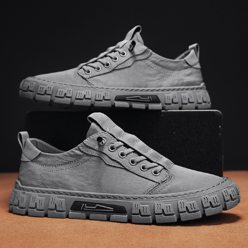 Hutton | Men Suede Look Canvas Trainers With Reinforced Stitching Cushioned Footbed And Grip Rubber Sole
