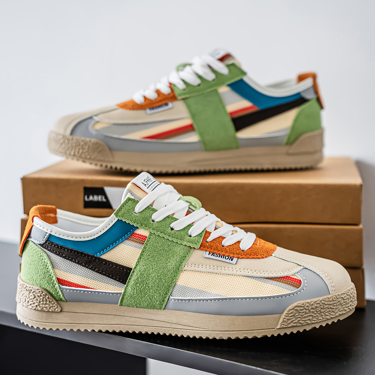 Dalston | Men Retro Suede And Mesh Trainers With Bold Multi Panel Design And Sculpted Grip Sole For Street Wear
