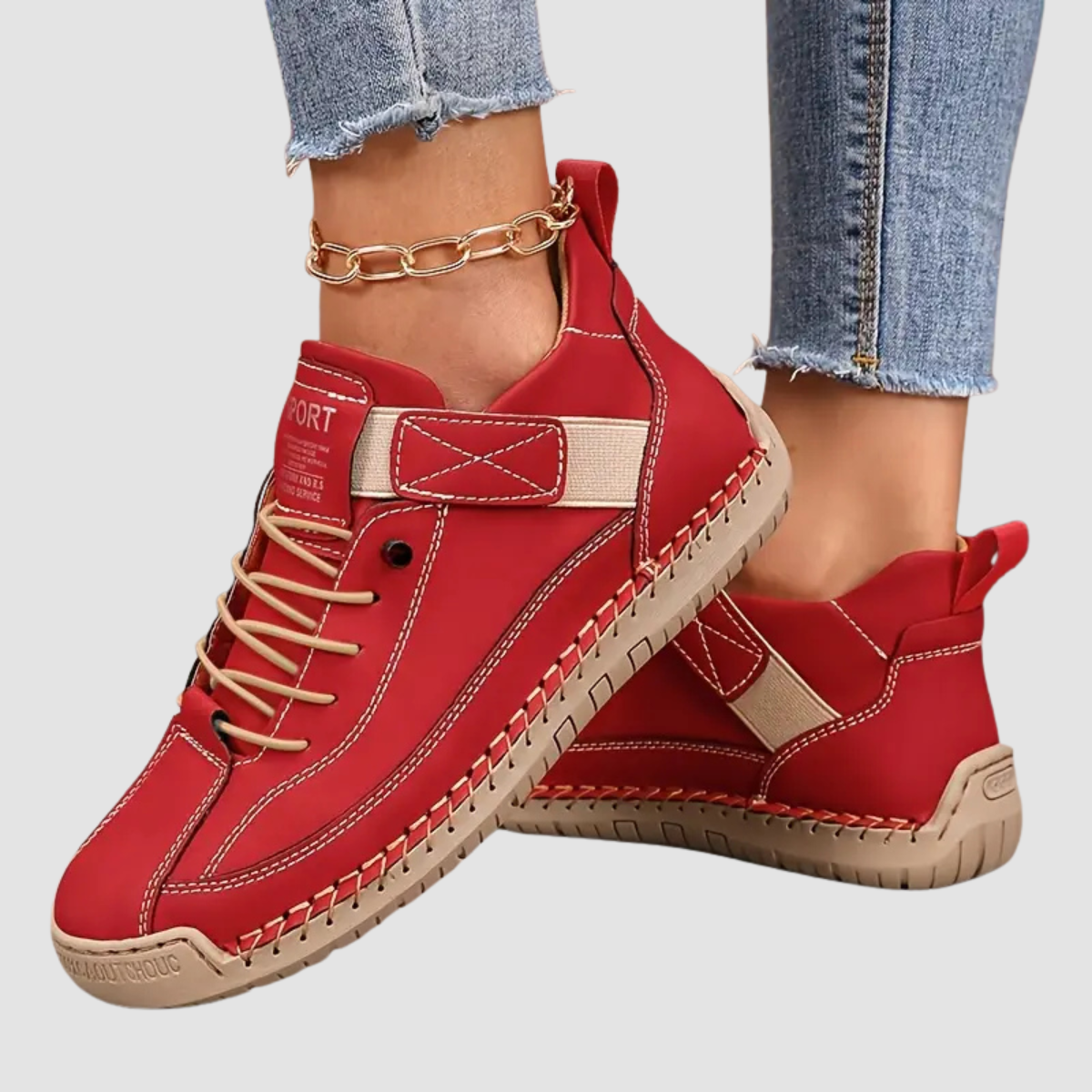 Emiline | Women Leather Support Sneakers With Slow Rebound EVA Sole For Standing Working Or Long Days