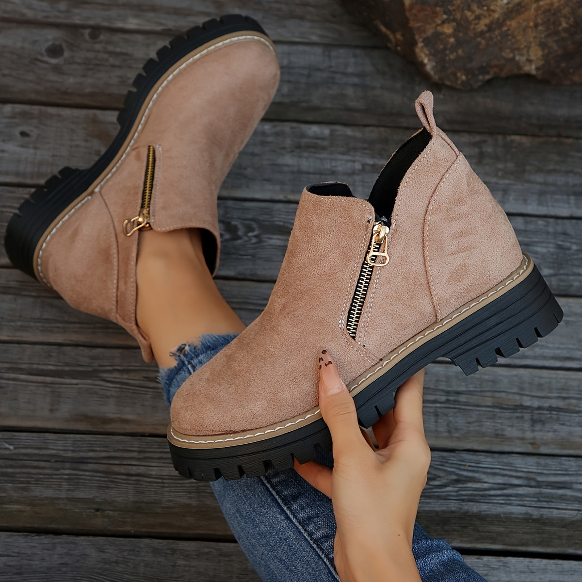 Raely | Women Boots With Side Zipper Arch Support Cushioned Insole And Sturdy Outsole For Autumn Or Office
