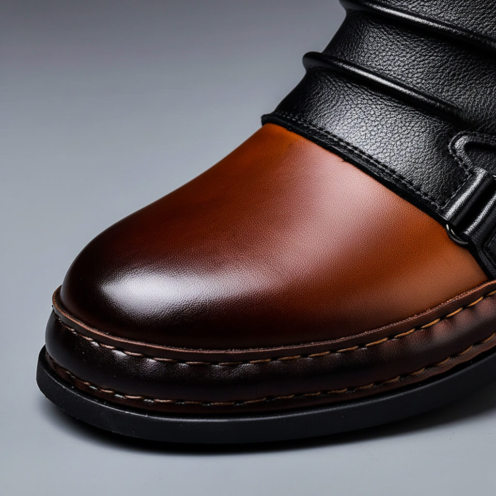 Lawson | Men Italian Leather Boots With Polished Finish Hand Stitched Construction Cushioned Insole And Sturdy Outsole