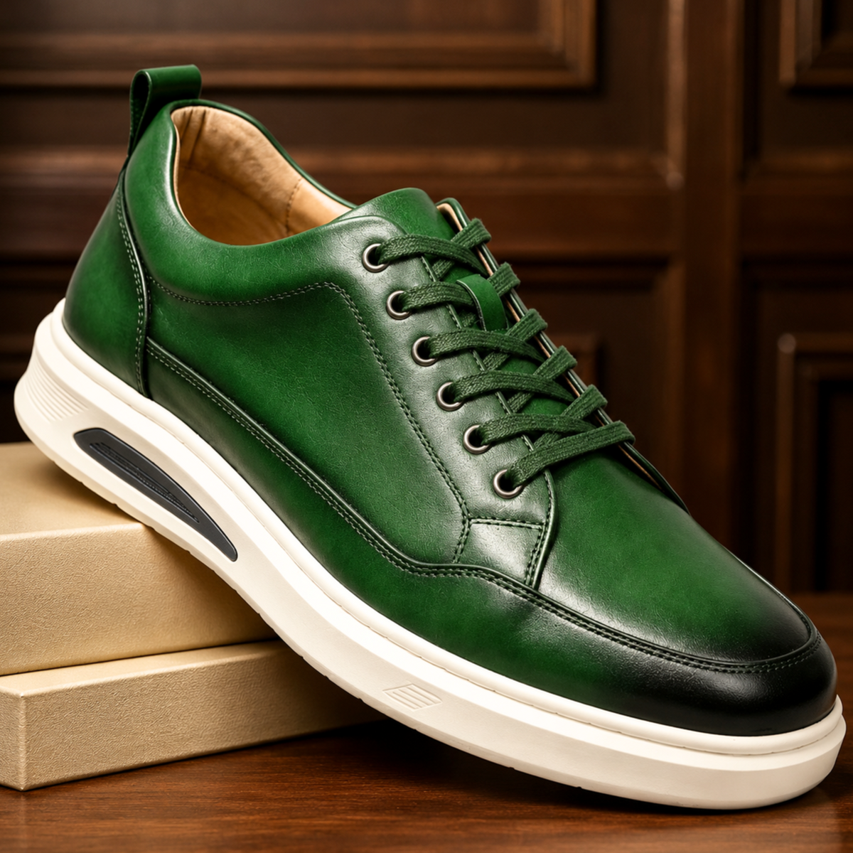 Selwyn | Men Full Grain Leather Trainers With Cushioned Footbed And Grip Sole For Smart Or Casual Wear