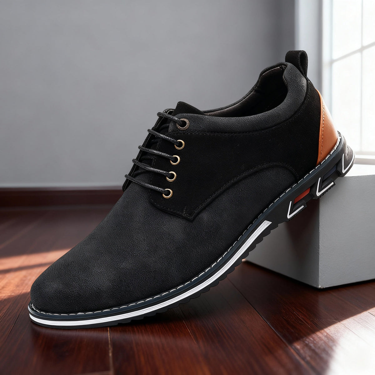 Victor | Men Derby Sneakers With Textured Upper Cushioned Footbed And Padded Ankle Support For Office Or Weekend