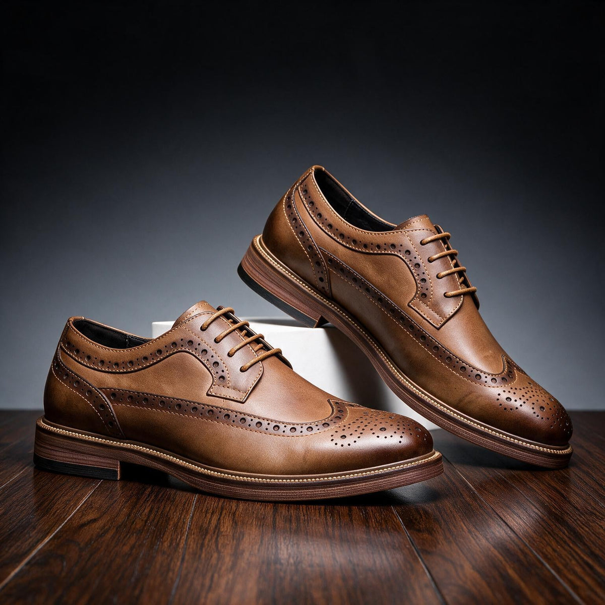 Owen | Men Grained Brogue Derbies With Welt Stitching Reinforced Panels Waxed Laces And Cushioned Interior