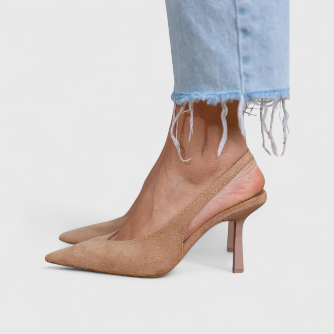 Bella | Women Pointed Toe Slingback Stiletto Heels With Leopard Print For Office Wear And Evening Occasions