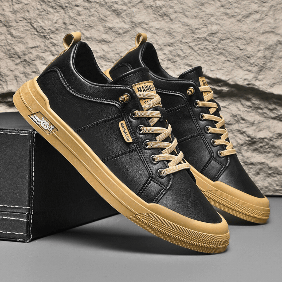 Harrington | Men Leather Low Top Trainers With Reinforced Stitching And Cushioned Insole For Streetwear Or Smart Casual