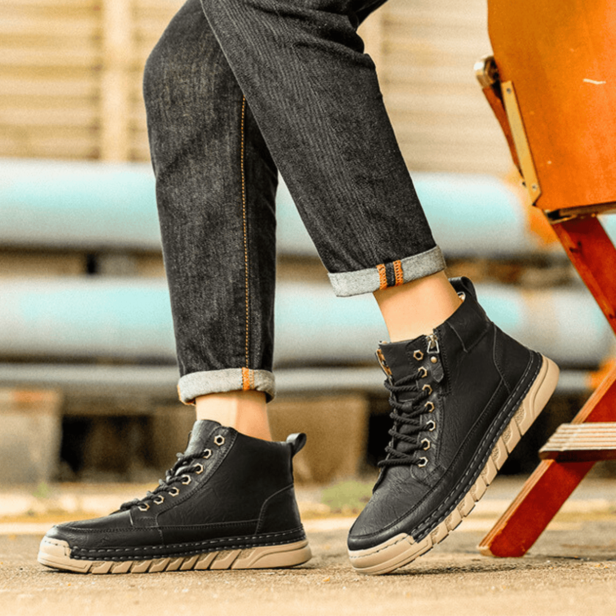 Kingsley | Men Leather Ankle Boots With Streamlined Silhouette Cushioned Sole And Refined Stitch Detailing For City Days