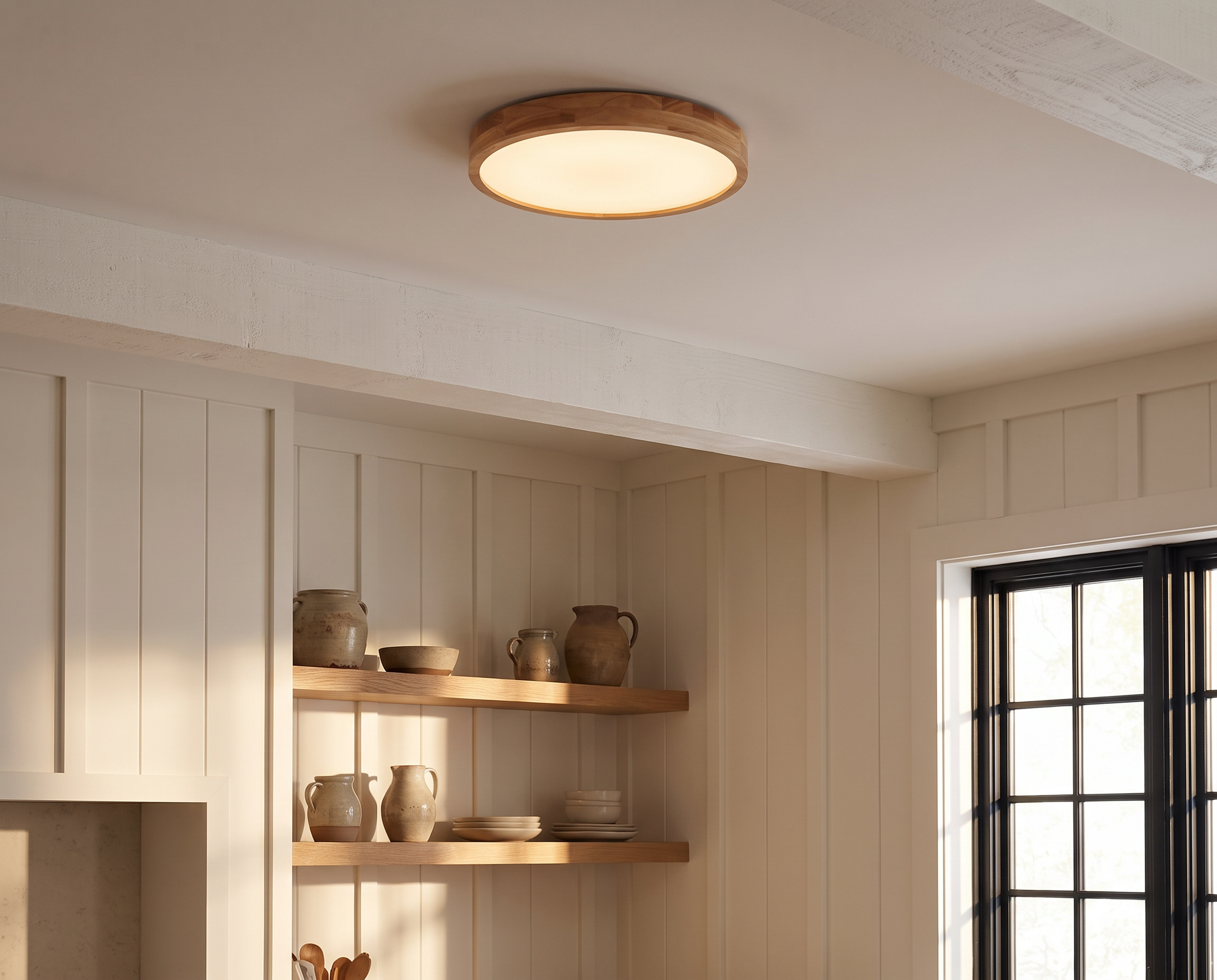 Oak flush mount ceiling light