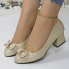 Evelyn | Women Classic Bow Detail Heels With Stable Mid Heel And Cushioned Inner Sole For Work Dinner Or Occasions