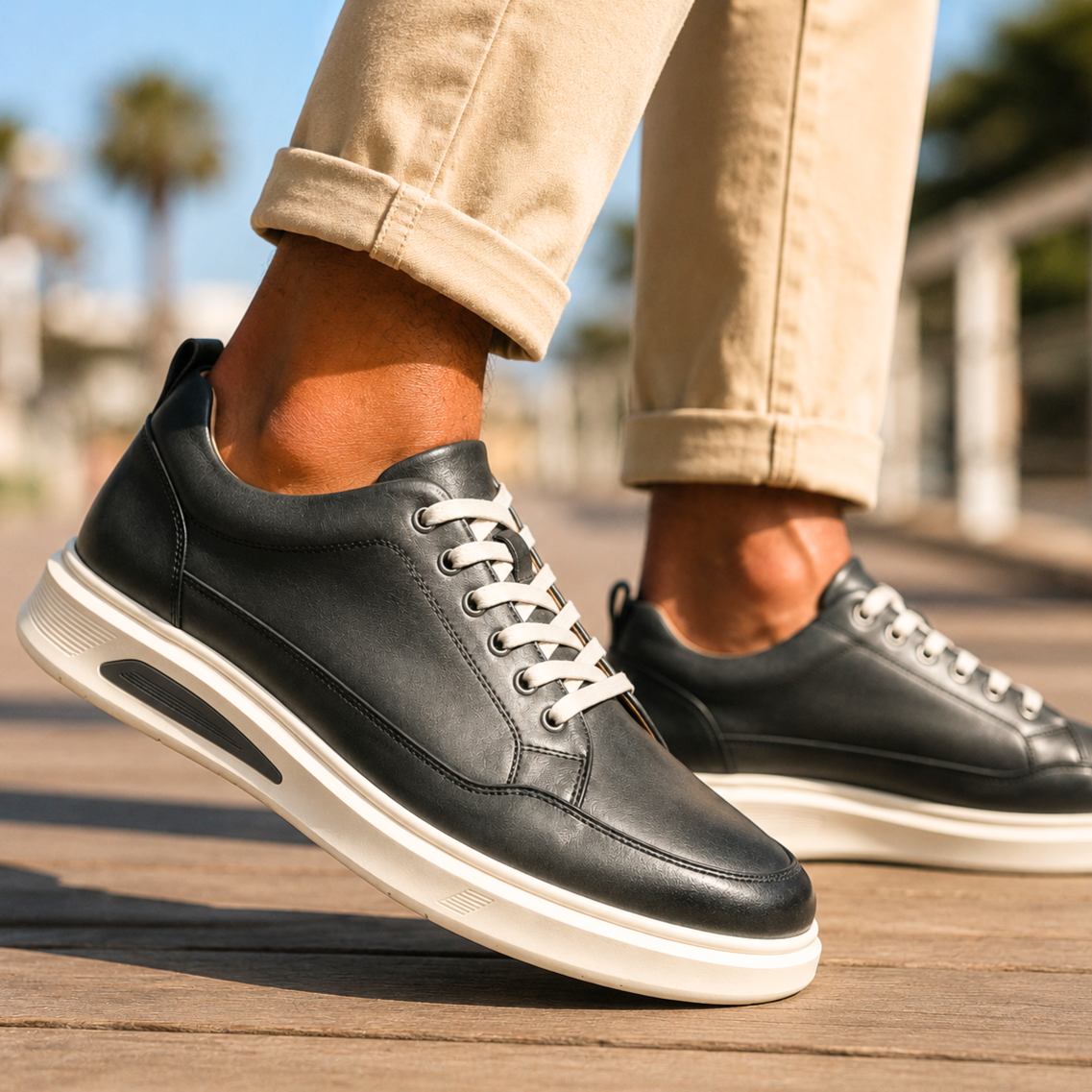 Selwyn | Men Full Grain Leather Trainers With Cushioned Footbed And Grip Sole For Smart Or Casual Wear