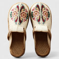 Marousse | Women Floral Embroidered Mules With Jute Sole