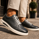 Selwyn | Men Full Grain Leather Trainers With Cushioned Footbed And Grip Sole For Smart Or Casual Wear