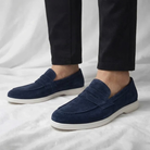 Bancroft | Men Suede Penny Loafers With Classic Strap Cushioned Footbed And Rubber Sole For Daily Rotation