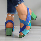 Linda | Women Open Toe Block Heels With Stretch Straps And Cushioned Sole For Daily Wear Dinners Or Occasions
