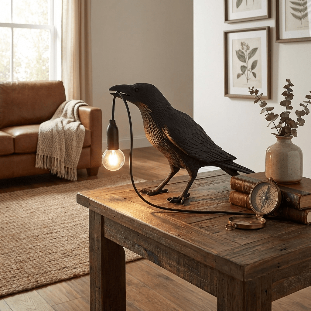 Raven Resin Table Lamp