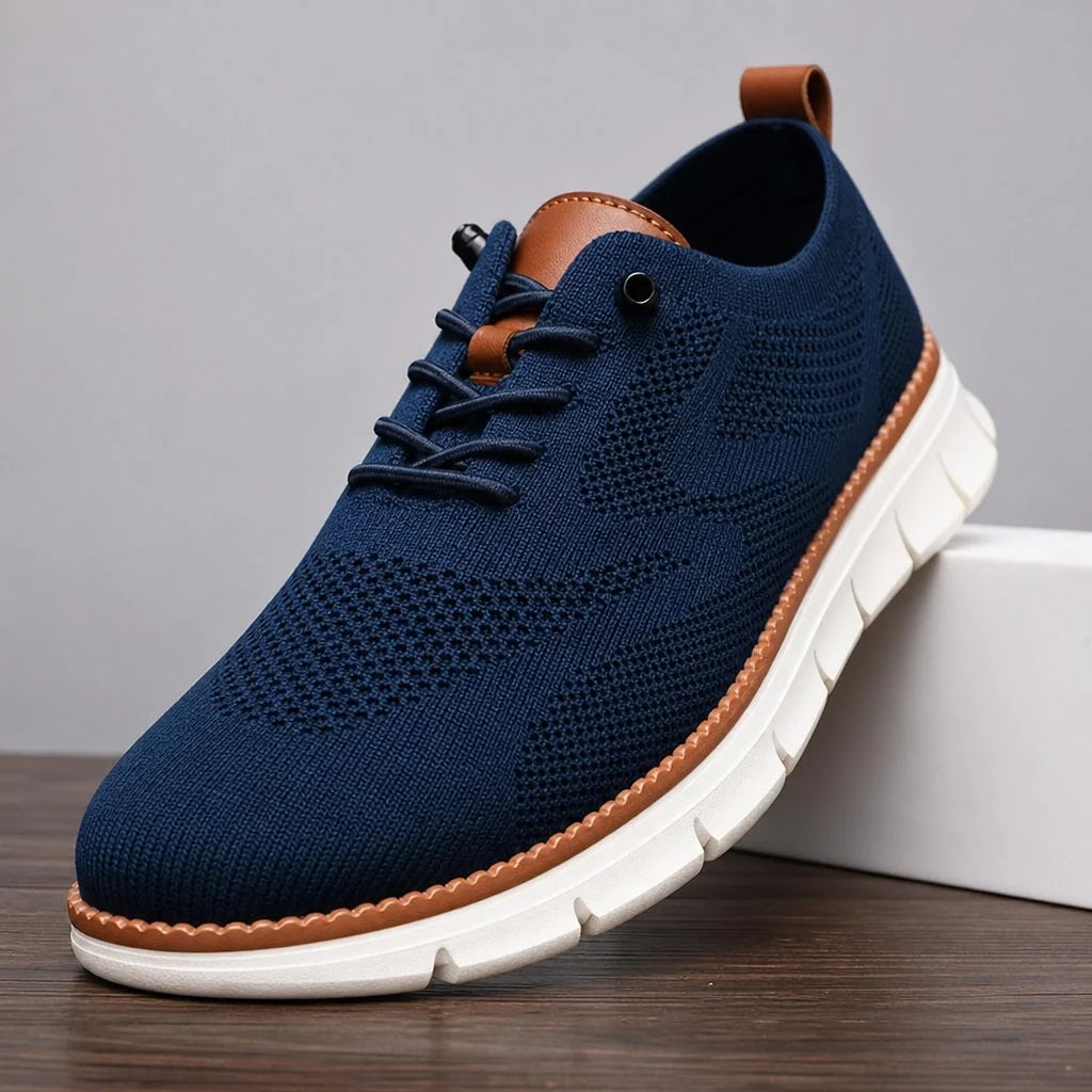 Dark Blue Sargent Breathable Knit Sneakers 1