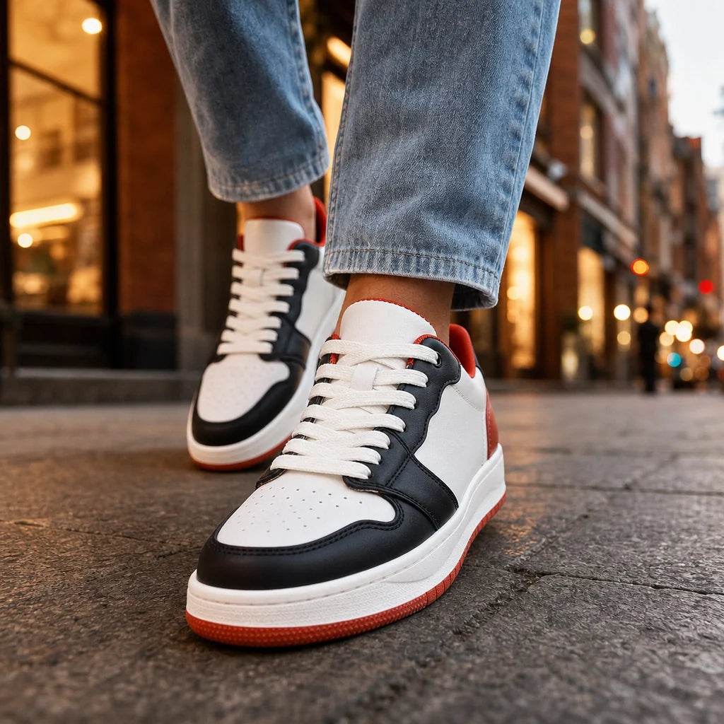 White / Red Garrett Leather Low-Top Sneakers 2