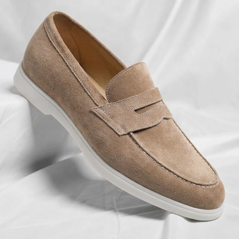 Bancroft | Men Suede Penny Loafers With Classic Strap Cushioned Footbed And Rubber Sole For Daily Rotation