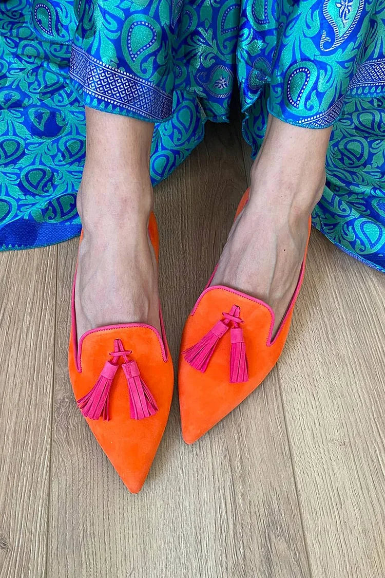 Harriet | Women Pointed Toe Loafers With Front Tassels And Flexible Sole For Office Days Or Everyday Wear