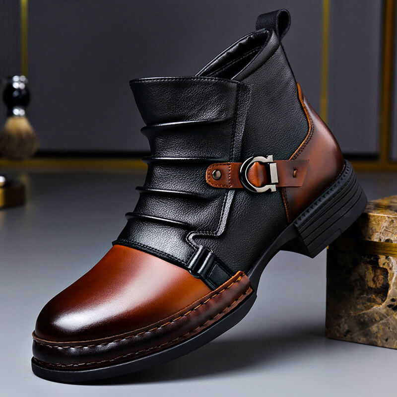 Lawson | Men Italian Leather Boots With Polished Finish Hand Stitched Construction Cushioned Insole And Sturdy Outsole