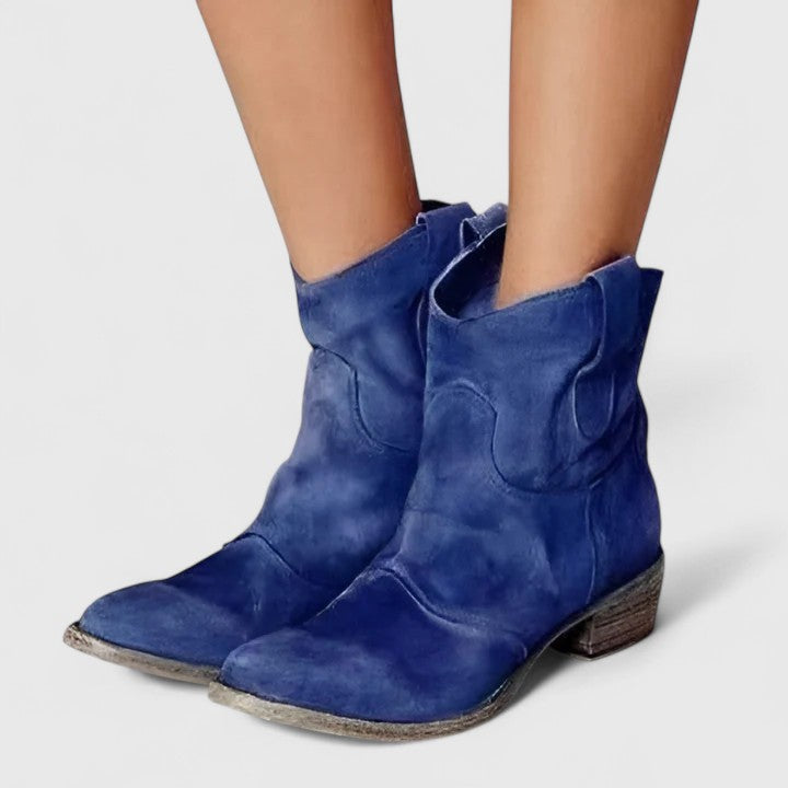 Kylenrah | Women Western Ankle Boots With Wide Heel And Refined Detailing For Jeans Dresses Or Skirts