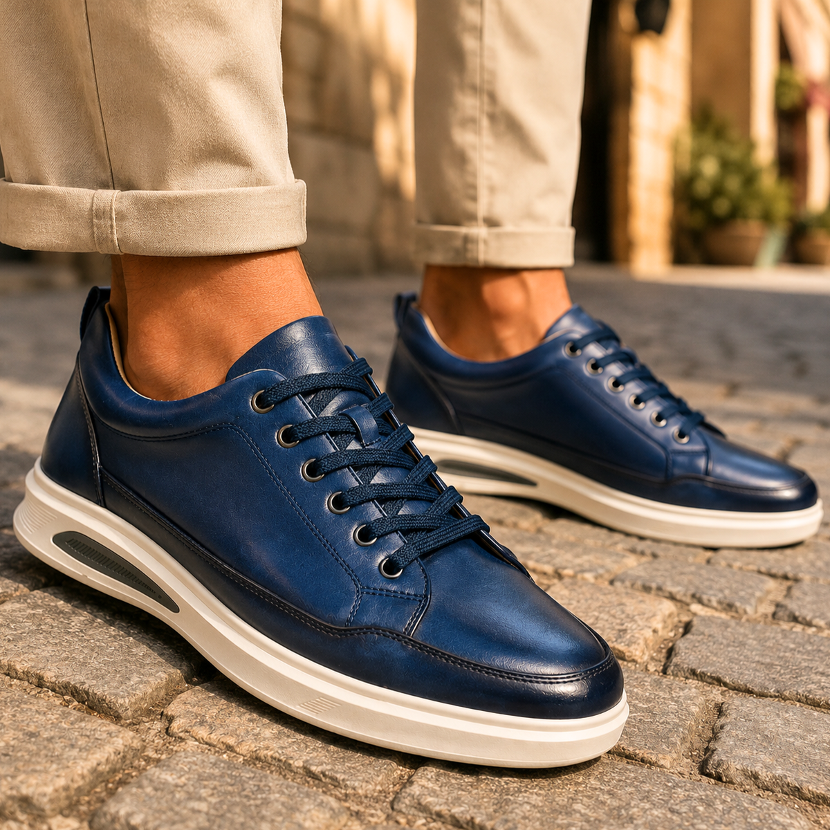 Selwyn | Men Full Grain Leather Trainers With Cushioned Footbed And Grip Sole For Smart Or Casual Wear