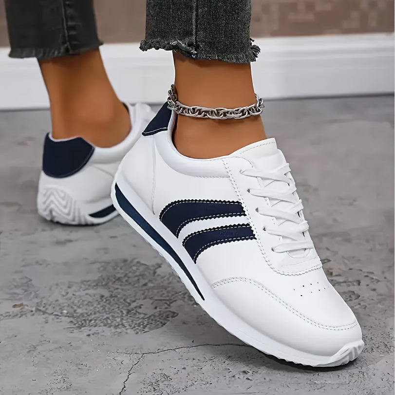 Frankie | Women White Fabric Walking Sneakers With Rubber Sole