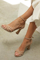 Victoria | Women Brown Patchwork Round Toe Slim Heels With Multi Tonal Weave And Leather Lining For Office Or Dinner