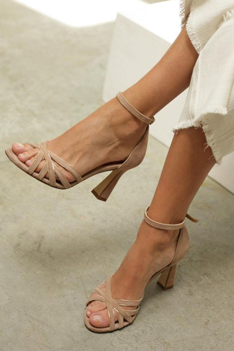 Victoria | Women Brown Patchwork Round Toe Slim Heels With Multi Tonal Weave And Leather Lining For Office Or Dinner