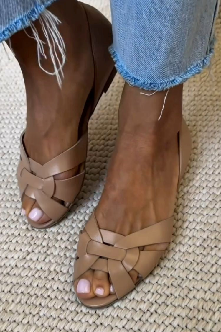 Serafina | Women Woven Leather Sandals For Summer Days Or Golden Hour Evenings