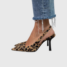Isabriella | Women Leopard Print Pointed Toe Slingback Stiletto Heels For Office Wear Or Evening Occasions
