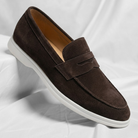 Bancroft | Men Suede Penny Loafers With Classic Strap Cushioned Footbed And Rubber Sole For Daily Rotation