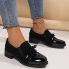 Margot | Women Loafers With Low Heel Bow Detail And Glossy Toe Cap For Office Days Or Everyday Wear