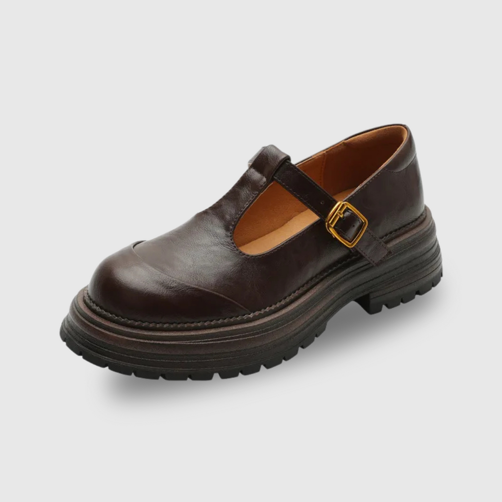 Farisse | Women Round Toe T Bar Mary Janes With Buckle Strap