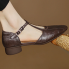 Beatrix | Women Leather Mary Janes With T Strap Metal Buckle Rounded Toe And Flat Heel For Everyday Wear