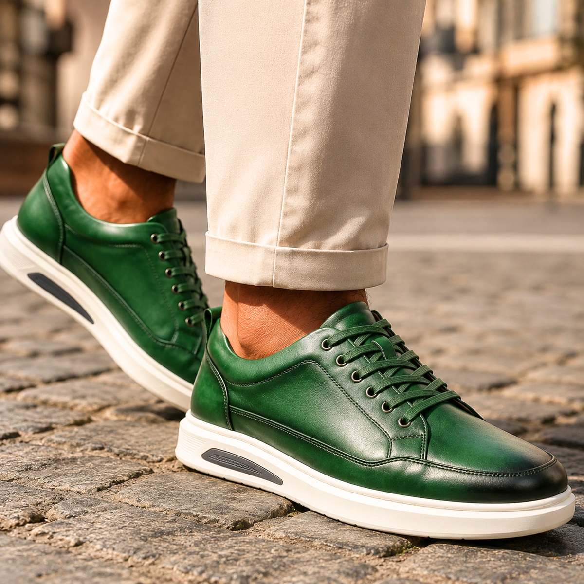 Selwyn | Men Full Grain Leather Trainers With Cushioned Footbed And Grip Sole For Smart Or Casual Wear