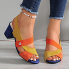 Linda | Women Open Toe Block Heels With Stretch Straps And Cushioned Sole For Daily Wear Dinners Or Occasions