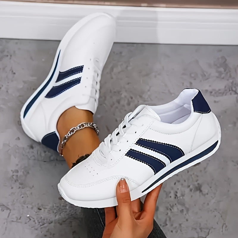Frankie | Women White Fabric Walking Sneakers With Rubber Sole