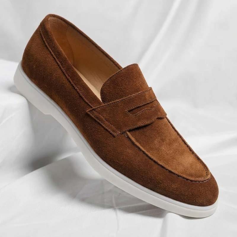 Bancroft | Men Suede Penny Loafers With Classic Strap Cushioned Footbed And Rubber Sole For Daily Rotation
